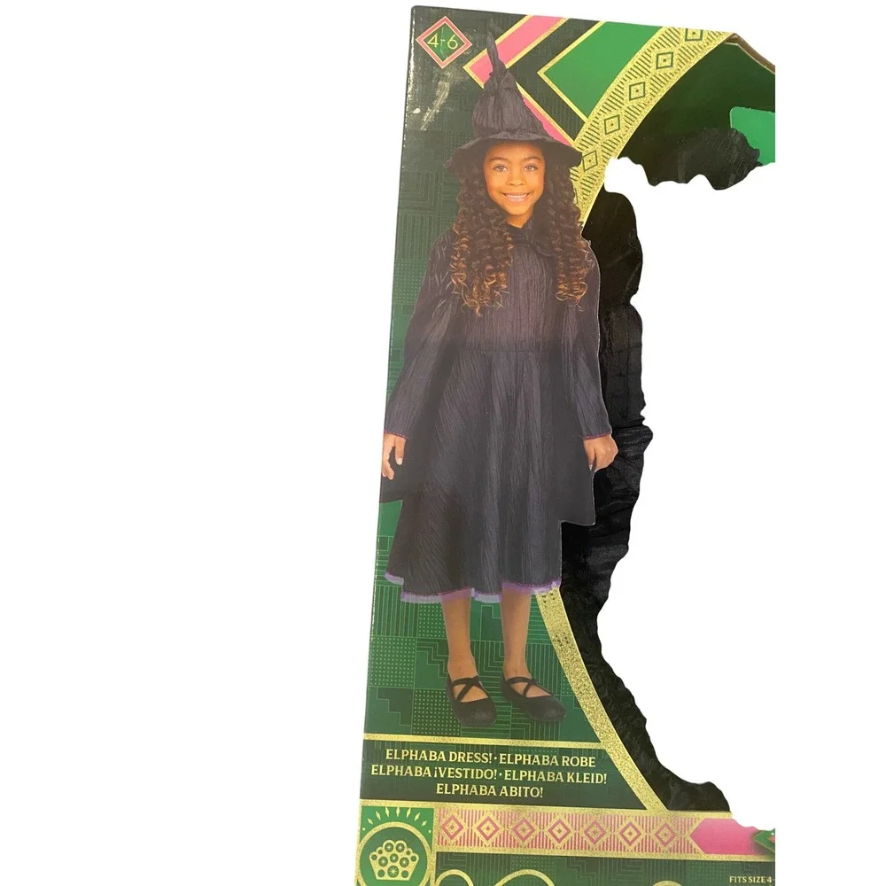 Wicked Deluxe‎ Elphaba Black Dress & Accessories Costume Size 4-6